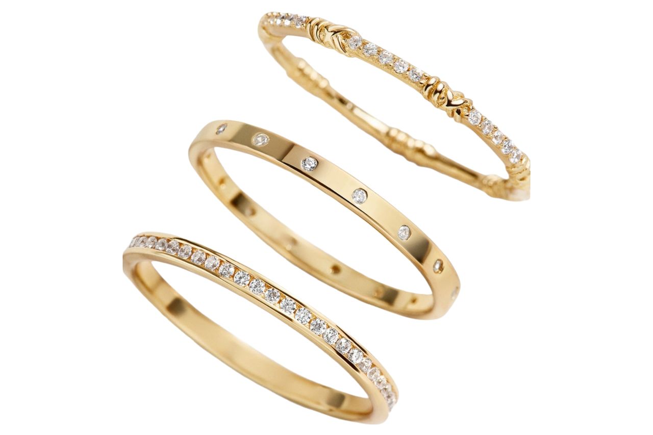 Maddie 18K Gold Ring Set - Gold/Pavé Credit: Baublebar