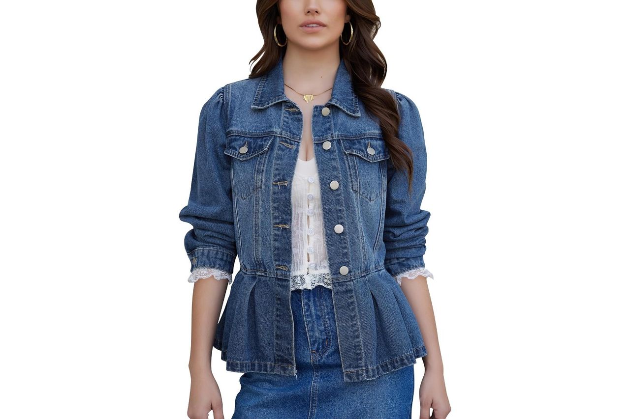miss moly womens denim jacket puff Credit: Amazon