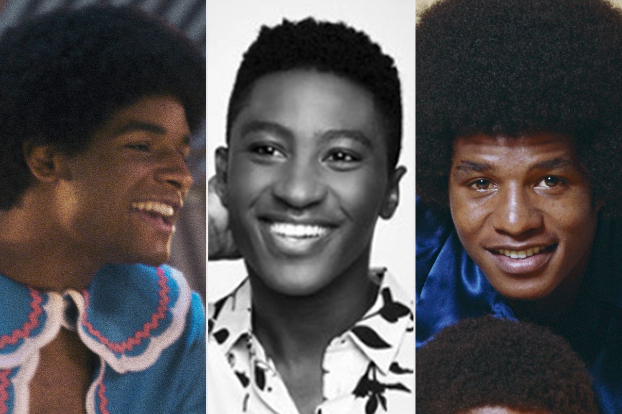 Nathaniel Logan McIntyre as Jackie Jackson in 'Michael'; Joseph David-Jones; Marlon Jackson in January 1971 in Los Angeles, California.Credit: Glen Wilson/Lionsgate; Courtesy Lionsgate; Michael Ochs Archives/Getty