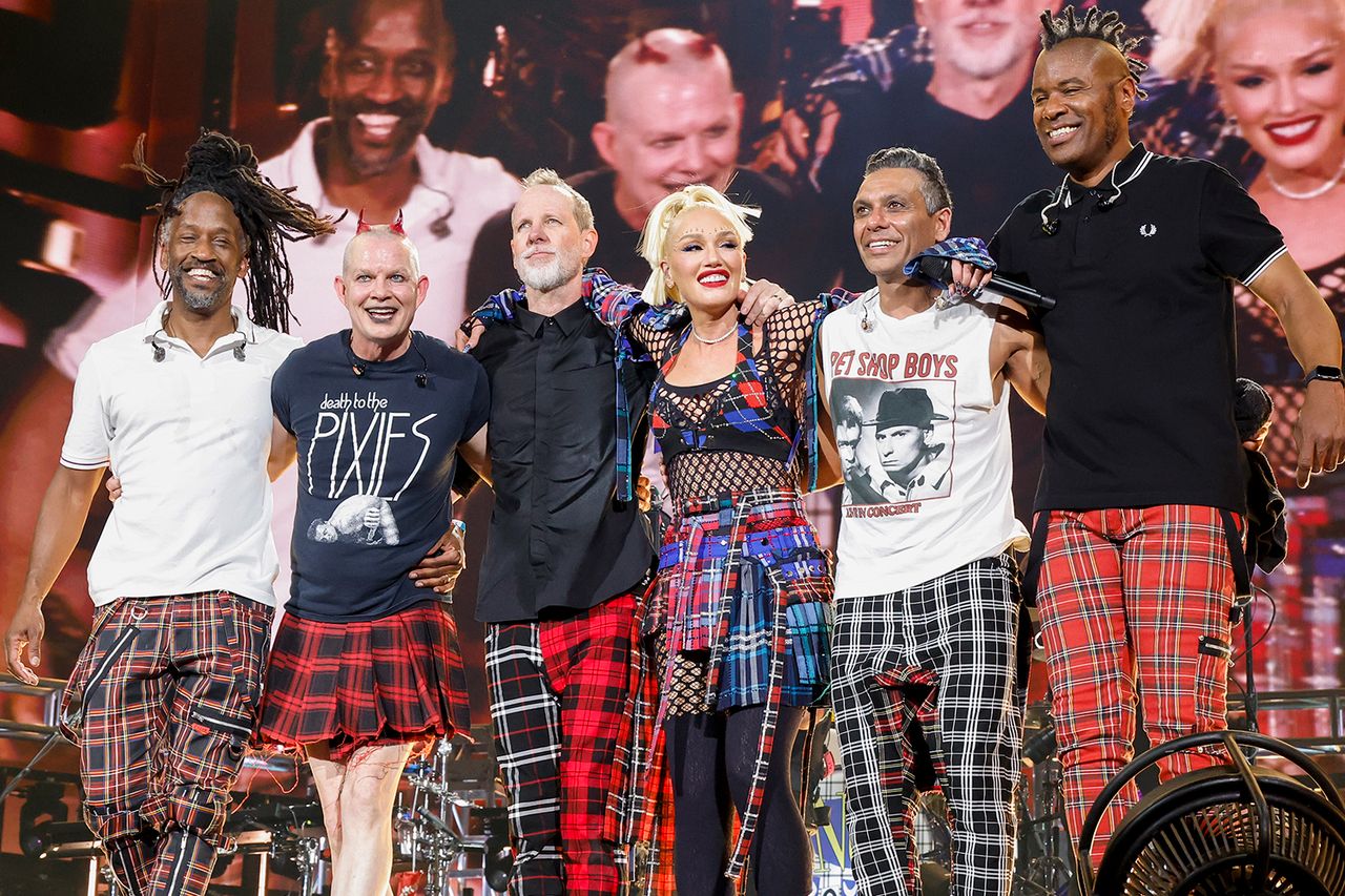 Adrian Young, Tom Dumont, Gwen Stefani, and Tony Kanal of No Doubt perform at the Coachella Stage during the 2024 Coachella Valley Music and Arts Festival at Empire Polo Club on April 20, 2024 in Indio, California. Adrian Young, Tom Dumont, Gwen Stefani and Tony Kanal of No Doubt perform at Coachella in April 2024Credit: Getty Images for Coachella