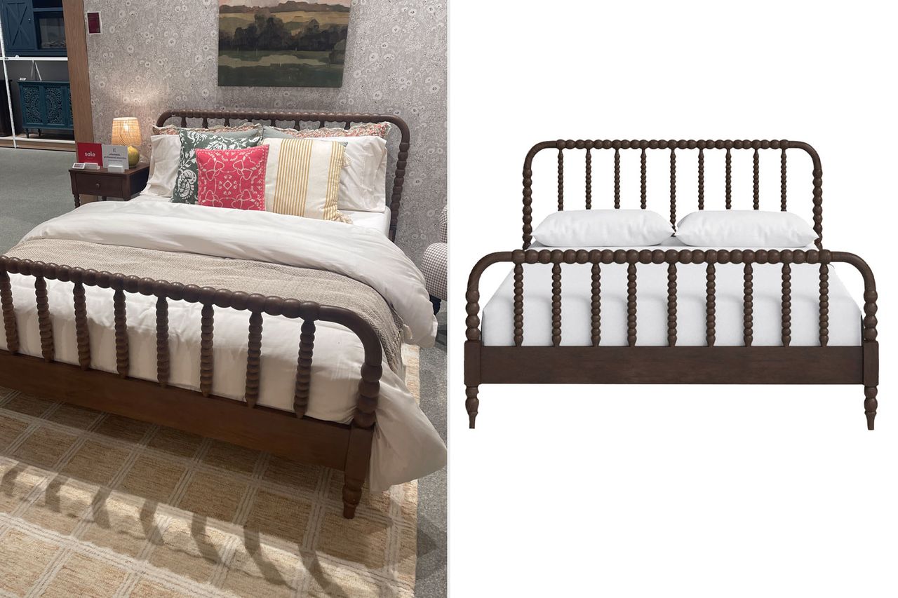 A wooden spindle bed styled in a room and viewed standalone from the front Credit: Wayfair (1)