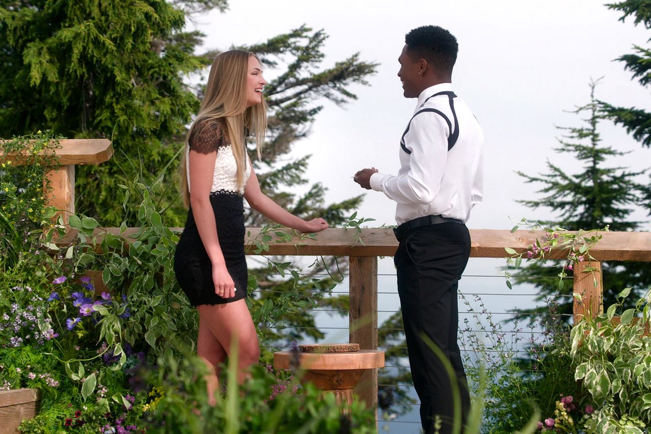 Pfeifer Hill and Derrick Fleming in episode 108 of Age of Attraction.Credit: Courtesy of Netflix