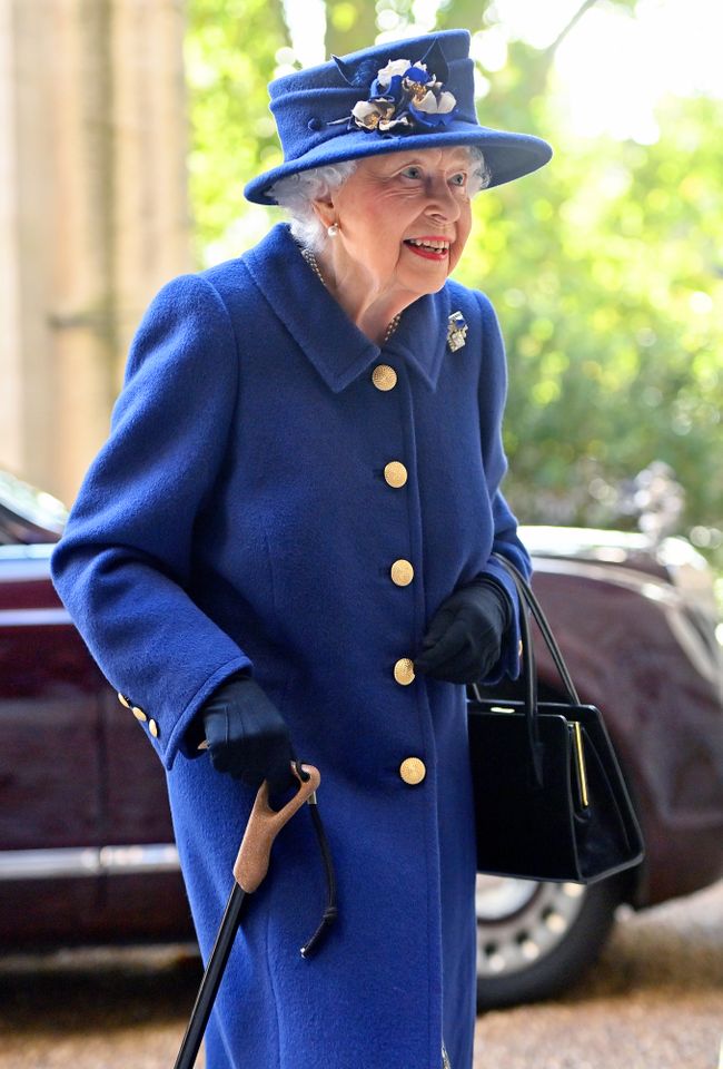Queen Elizabeth arrives for a Service of Thanksgiving to mark the centenary of the Royal British Legion at Westminster Abbey in London on Oct. 12, 2021Credit: Pool/Max Mumby/Getty