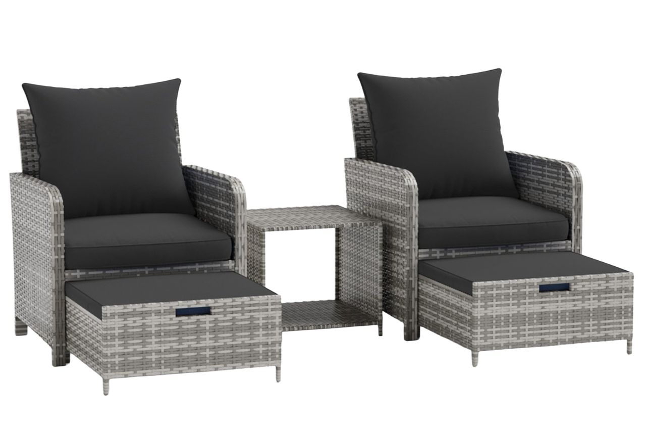 Billmont Wicker/Rattan 2 Person Seating Patio Conversation Sets With Ottoman Credit: Wayfair