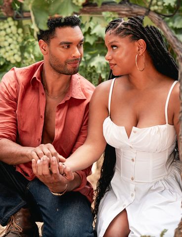 Michael (Rege-Jean Page) and Anna (Halle Bailey) in You, Me & Tuscany, directed by Kat Coiro.Credit: Giulia Parmigiani/Universal Pictures