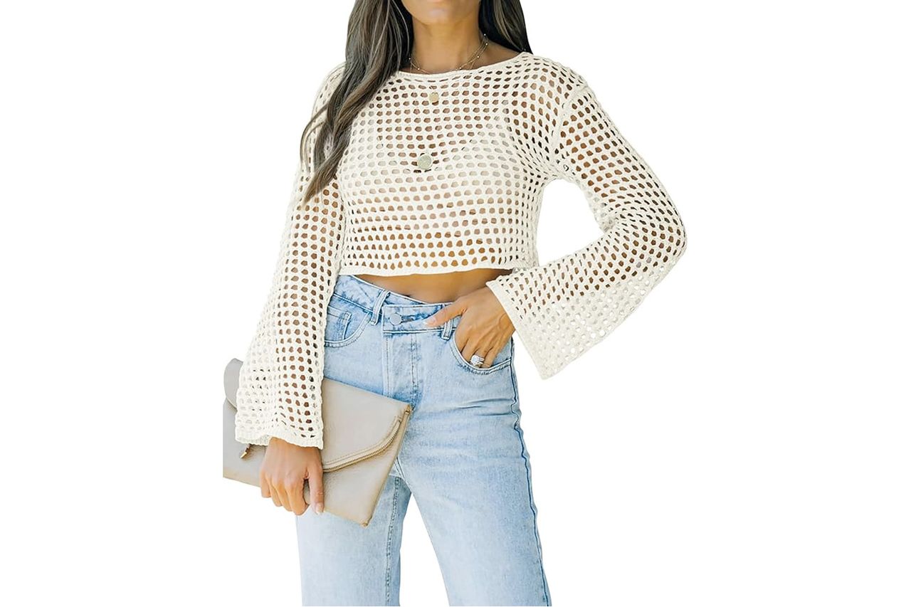 Runcati Womens Fishnet Crochet Crop Top Credit: Amazon