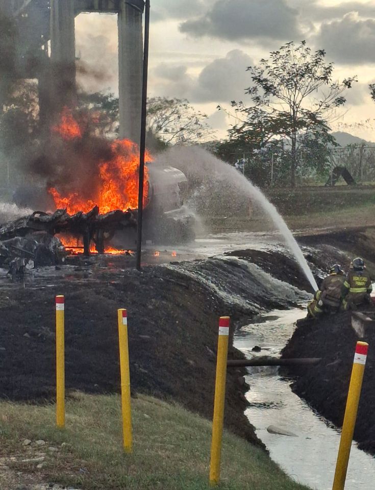 The explosion under the Bridge of the Americas in Panama on April 6, 2026Credit: Handout / Panama Firefighting Department / AFP via Getty