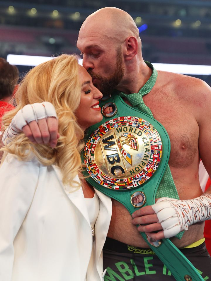 Tyson Fury and Paris Fury celebrate his victory on April 23, 2022, in London Tyson Fury and Paris Fury celebrate his victory on April 23, 2022, in LondonCredit: Julian Finney/Getty