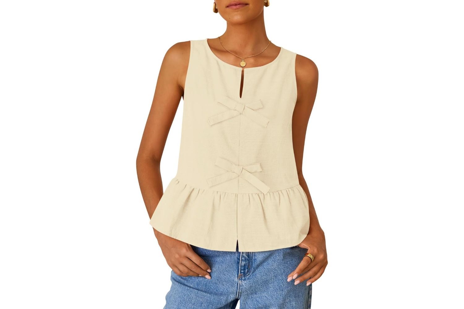 ZESICA Summer Sleeveless Peplum Tank Tops