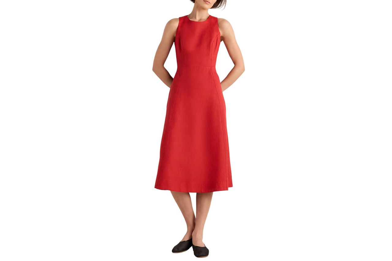 100% European Linen High Neck Midi Dress Credit: Quince