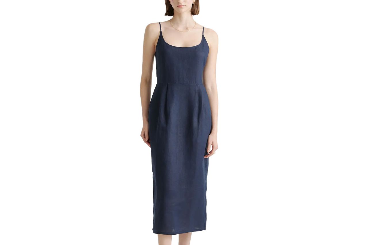 100% European Linen Scoop Neck Midi Dress Credit: Quince