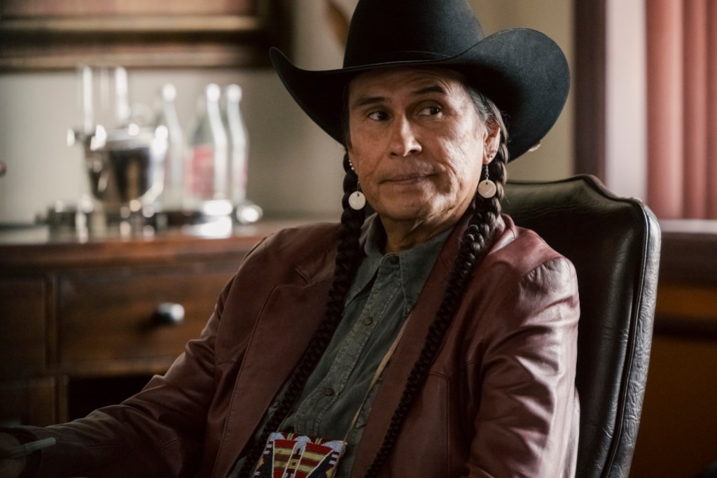 "Piya Wiconi" -- Kayce Dutton reunites with an old SEAL teammate and aids his Marshal unit in hunting down a bomber targeting Broken Rock Reservation. The trail leads to a dangerous encounter with an armed anti-government militia on the series premiere of MARSHALS, Sunday, March 1 (8:00-9:00 PM, ET/PT). Pictured: Mo Brings Plenty. Photo: Fred Hayes/CBS ©2025 CBS Broadcasting, Inc. All Rights Reserved.