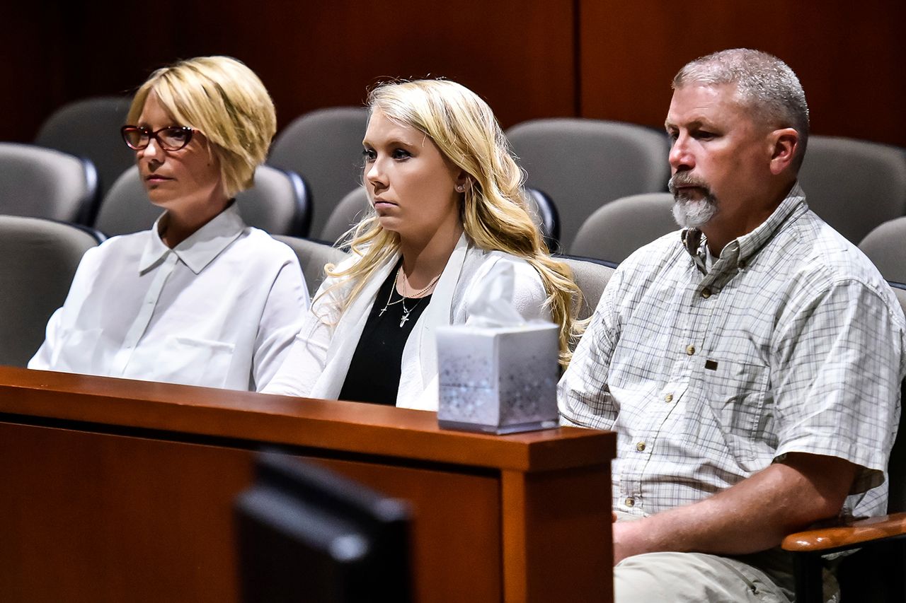 Brooke Skylar Richardson with her parents on September 27, 2017 in Lebanon, OhioCredit: Nick Graham/The Journal-News via AP
