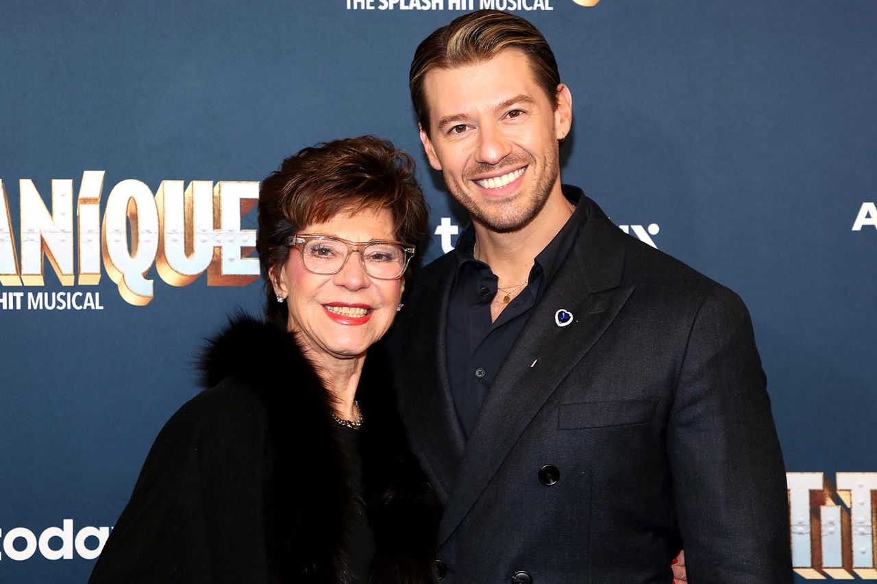 Constantine Rousouli and his mother, Penny, at the opening night of Broadway's 'Titanique' on April 12, 2026Credit: Bruce Glikas/FilmMagic