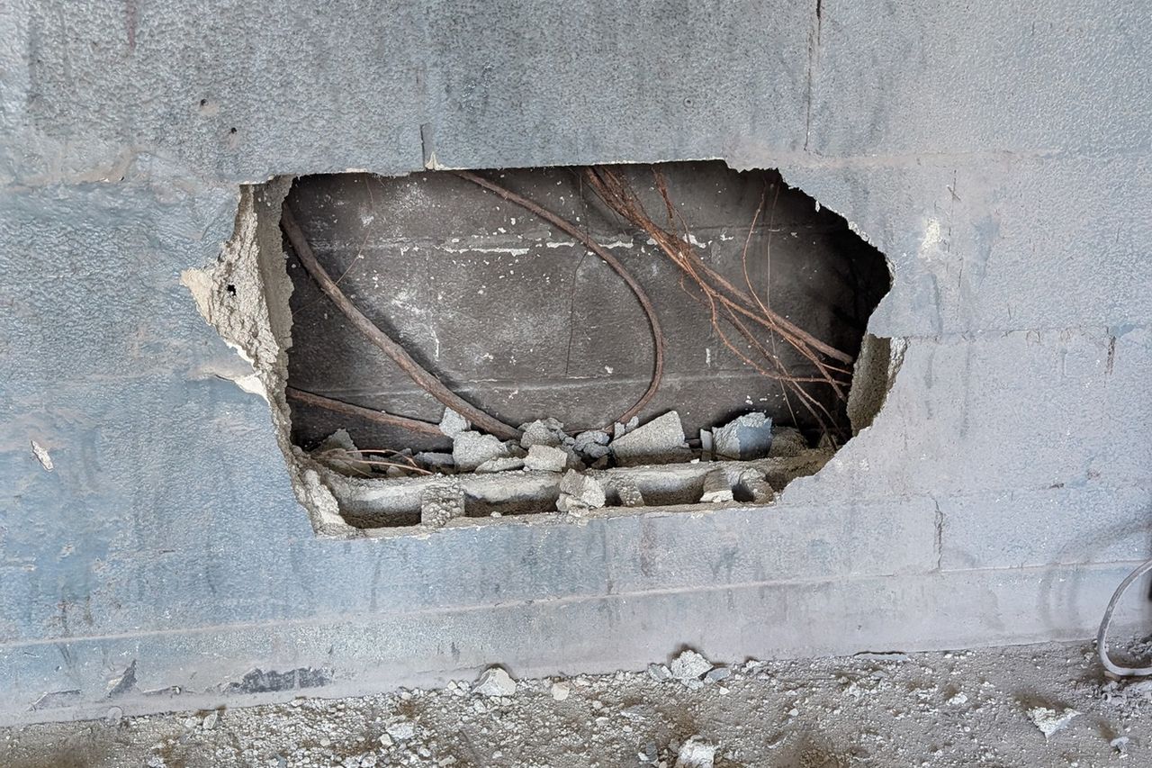 The concrete blocks the firefighters removed from the wall to free the dogCredit: Nashville Fire Department