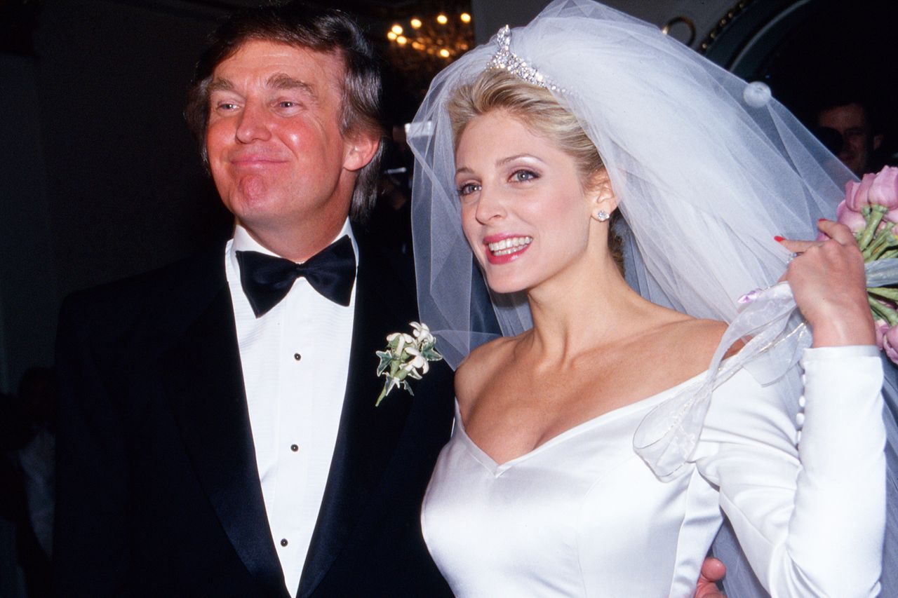 Donald Trump and Marla Maples on their wedding day in 1993Credit: Sonia Moskowitz/Getty