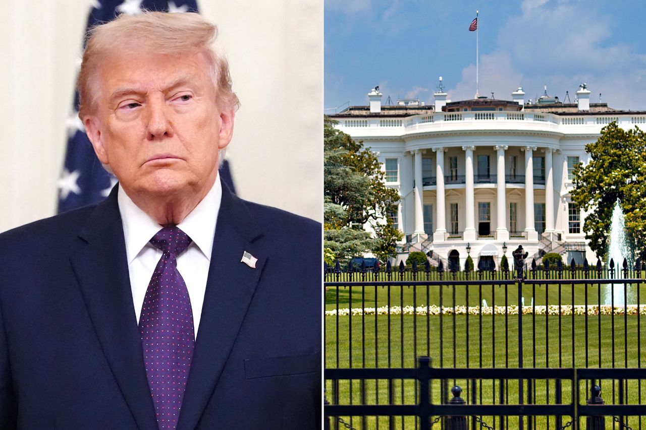 US President Donald Trump looks on during a swearing in ceremony for new Chairman of the Federal Reserve Kevin Warsh in the East Room of the White House in Washington, DC on May 22, 2026. White House Behind the Fence in Washington D.C. Nature. Grand View. President Donald Trump, the White House in Washington, D.C.Credit: Aaron Schwartz / AFP via Getty; Getty