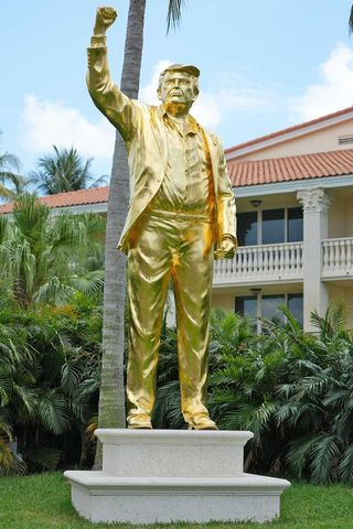 Golden Donald Trump statue at Trump National Doral in Miami on April 30.Credit: Ben Jared/PGA TOUR via Getty