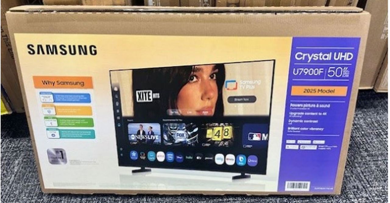 An image of a Samsung TV with Dua Lipa's image on it, including in Lipa's lawsuit