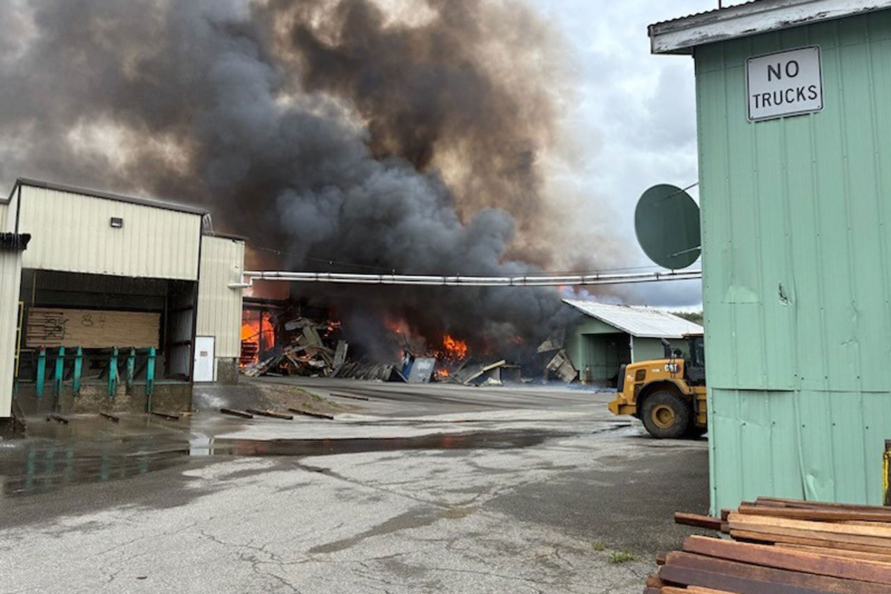 Smoke from the fire at a mill in Searsmont, Maine, on May 15, 2026Credit: Maine State Fire Marshal/Instagram