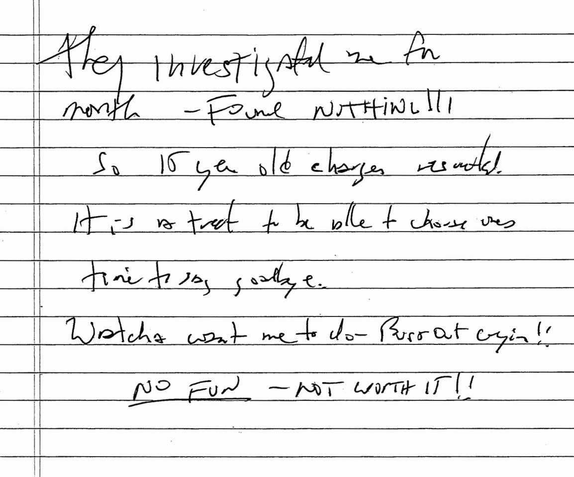Jeffrey Epstein's alleged suicide note.Credit: US District Court Southern District of New York