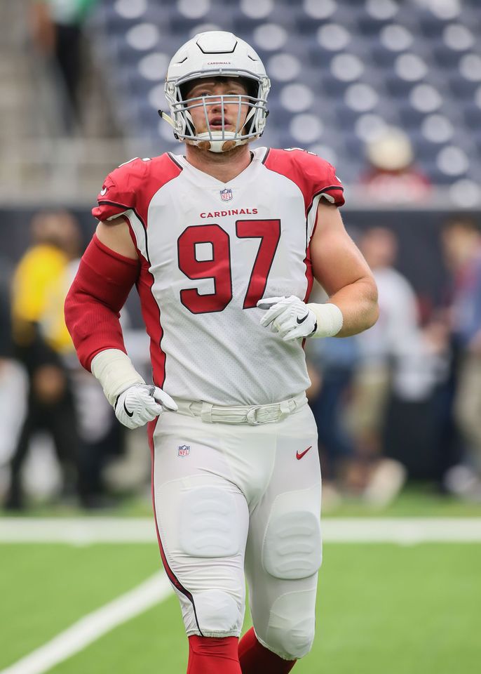 rizona Cardinals defensive end Josh Mauro (97) warms up during the football game between the Arizona Cardinals and Houston Texans on November 19, 2017 at NRG Stadium in Houston, Texas. Josh Mauro in 2017Credit: Leslie Plaza Johnson/Icon Sportswire via Getty