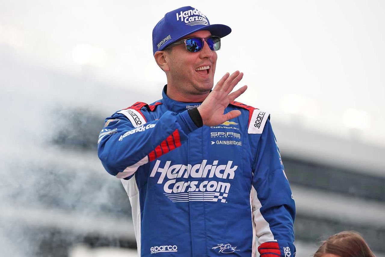 Kyle Busch, driver of the #7 HendrickCars.com Chevrolet, is introduced prior to the NASCAR Craftsman Truck Series SpeedyCash.com 250 at Texas Motor Speedway on May 01, 2026 in Fort Worth, Texas. Kyle Busch in May 2026.Credit: James Gilbert/Getty