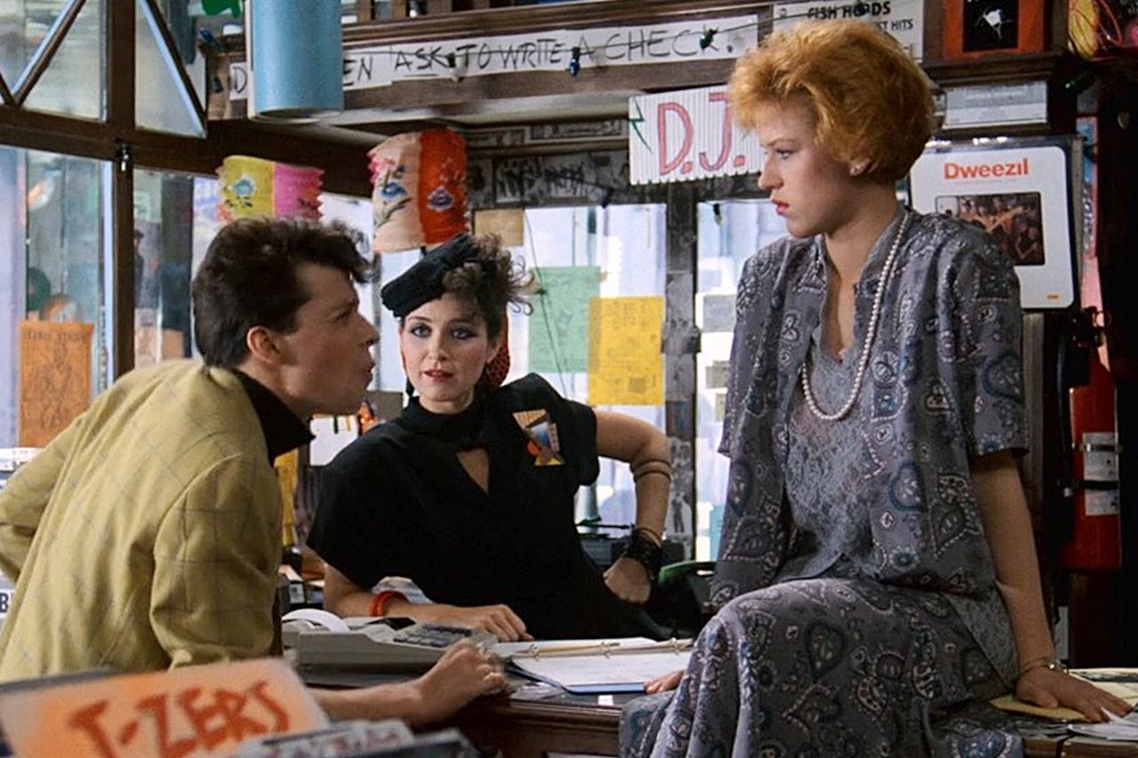 From left: Jon Cryer, Annie Potts and Molly Ringwald in 'Pretty in Pink' (1986)Credit: Paramount+