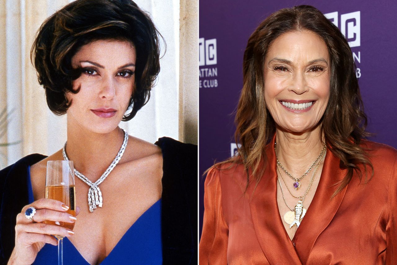 From left: Teri Hatcher as Paris Carver in 1997's 'Tomorrow Never Dies'; Teri Hatcher attends the Manhattan Theatre Club production of 'The Balusters' on Broadway at the Samuel J. Friedman Theatre in N.Y.C. on April 21, 2026Credit: Collection Christophel / Alamy Stock Photo; Bruce Glikas/FilmMagic