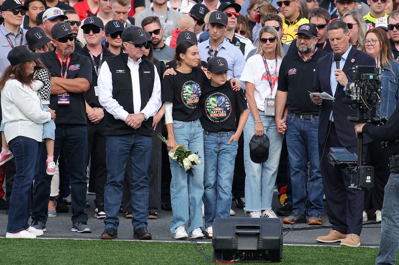 NASCAR Hall of Famer and RCR team owner, Richard Childress, Samantha Busch (wife) Brexton Busch (son) and NASCAR Chief Executive Officer Steve OâDonnell at the remembrance ceremony for Kyle Busch, who passed away suddenly at the age of 41, on the grid prior to the NASCAR Cup Series Coca-Cola 600 at Charlotte Motor Speedway on May 24, 2026 in Concord, North Carolina. NASCAR Hall of Famer and RCR team owner Richard Childress, Samantha Busch, Brexton Busch and NASCAR CEO Steve O'Donnell pay tribute to Kyle BuschCredit: Jonathan Bachman/Getty