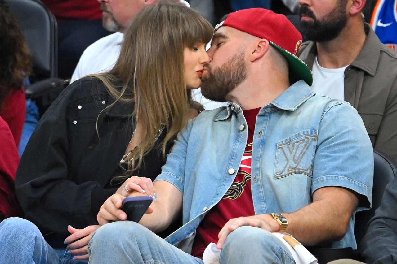 Taylor Swift and Travis Kelce attend an NBA game at the Rocket Arena in Cleveland on May 23Credit: Jason Miller/Getty