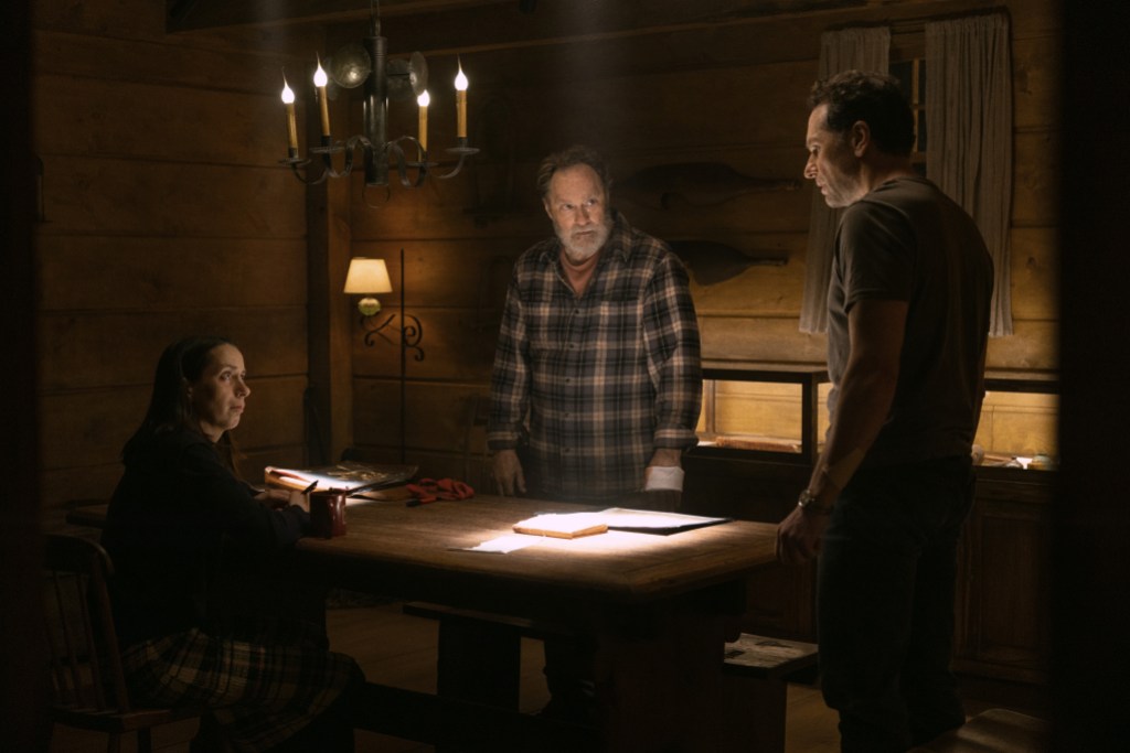 Kate O’Flynn, Stephen Root and Matthew Rhys in "Widow’s Bay," now streaming on Apple TV.