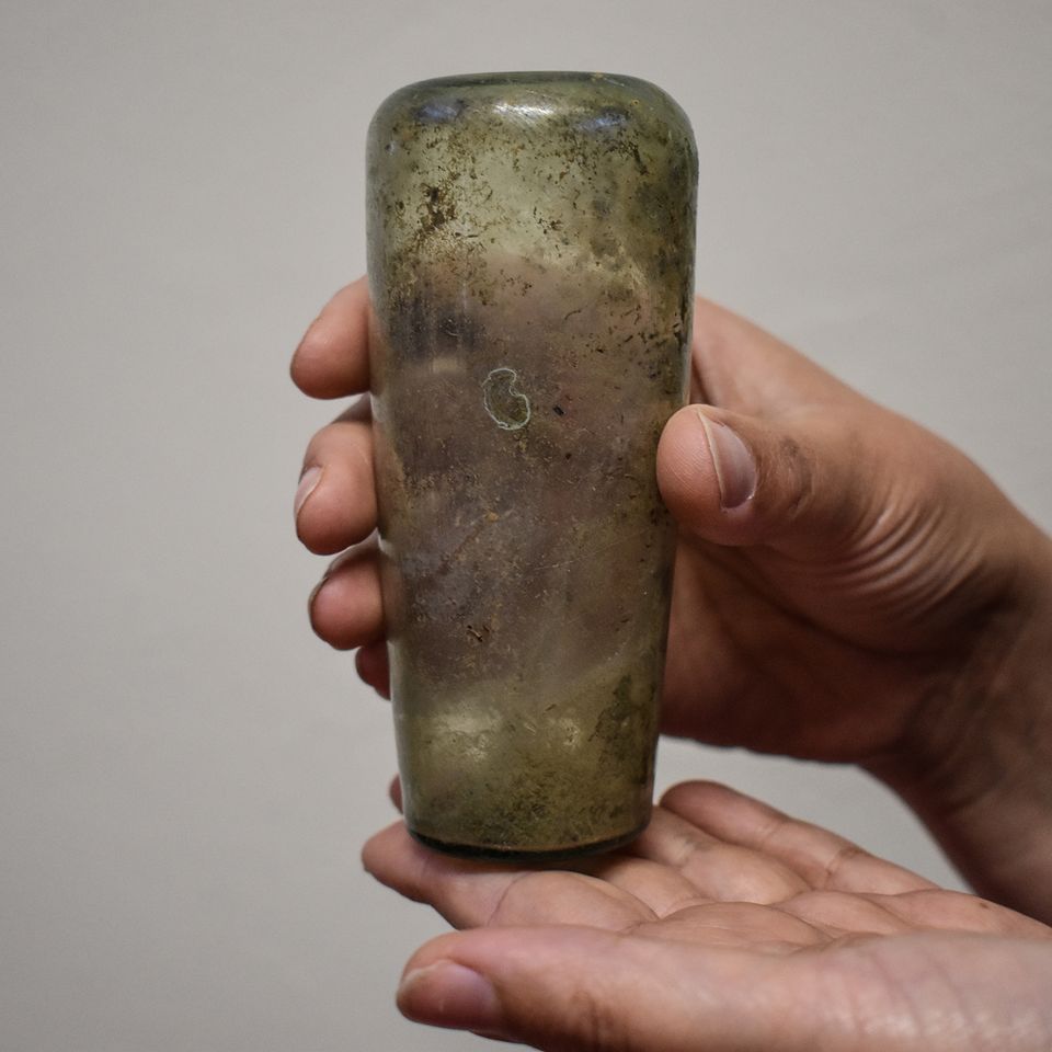 Roman glass flaskCredit: Colchester Archaeological Trust