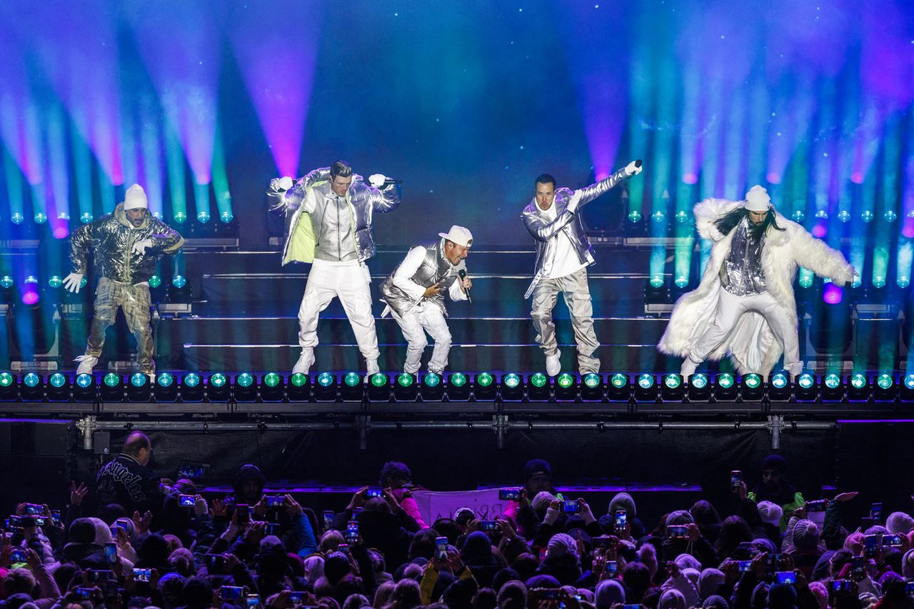 AJ McLean, Nick Carter, Brian Littrell, Howie Dorough and Kevin Richardson, members of the music group Backstreet Boys perform on stage during the ski opening event in Schladming, Austria, on December 5, 2025. The Backstreet Boys perform in Austria in December 2025Credit: ERWIN SCHERIAU / APA / AFP via Getty