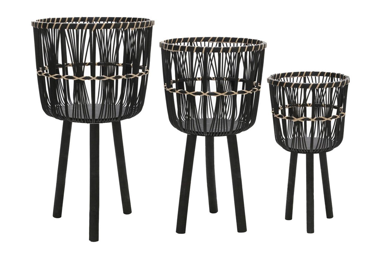 Wayfair Bayou Breeze Neutral Boho Wicker Planter Stand Set Credit: Wayfair
