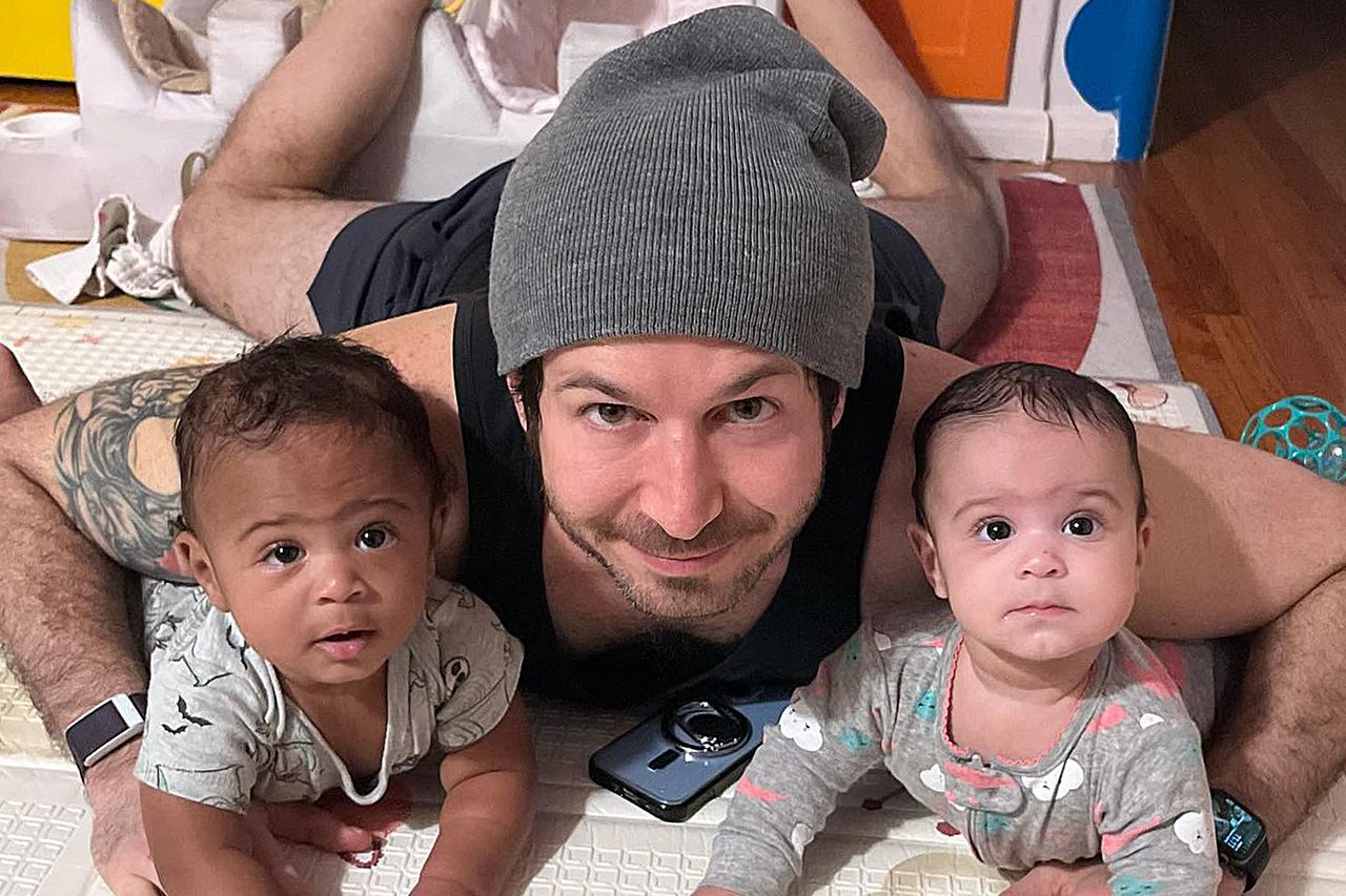 Brandon Frankel with his twins Cooper and Maya.Credit: Brandon Frankel/Instagram