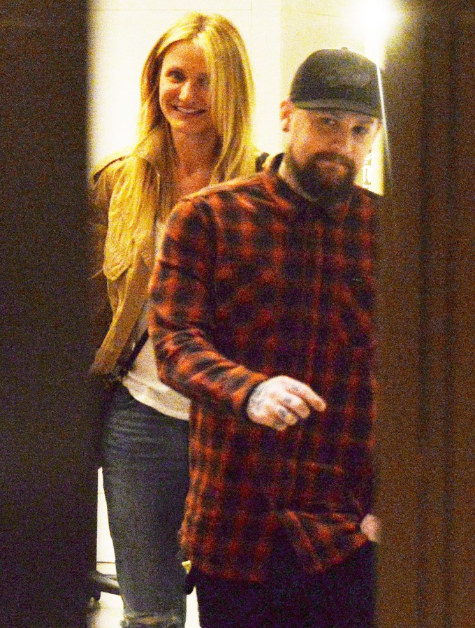 Cameron Diaz & Benji Madden at a hair salon in Los Angeles