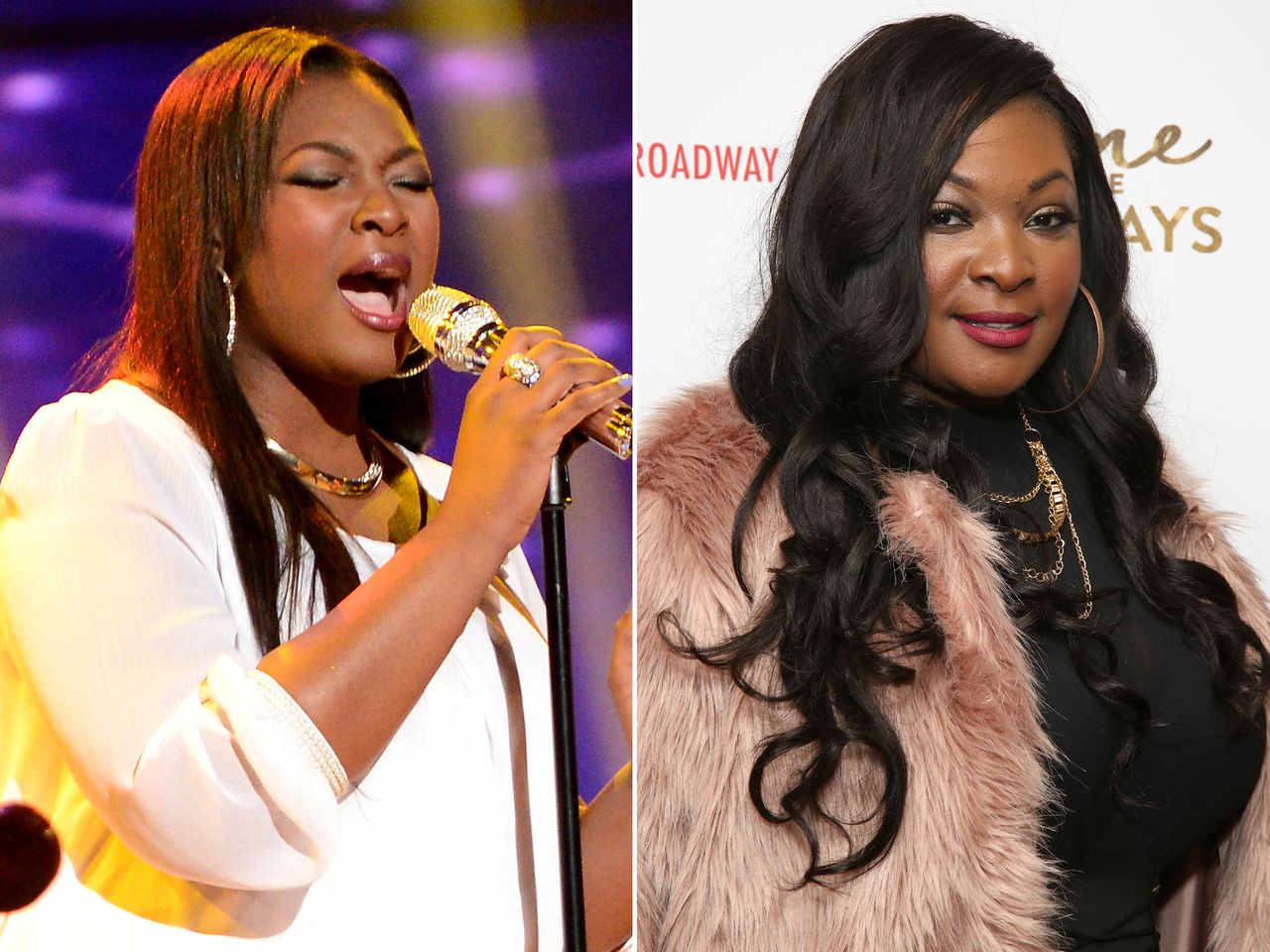 Candice Glover on 'American Idol' season 12 in April 17, 2013 in Hollywood, California ; Candice Glover on November 21, 2017 in New York CityCredit: FOX Image Collection/Getty ; Walter McBride/Getty