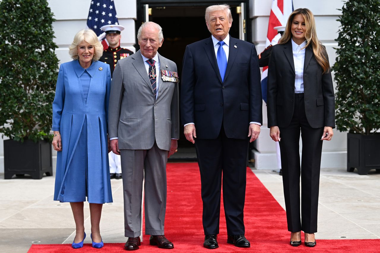 Queen Camilla, King Charles, Donald Trump and Melania Trump during a farewell ceremony at the White House during the British royals' state visit to the U.S. on April 30, 2026.Credit: Samir Hussein/WireImage