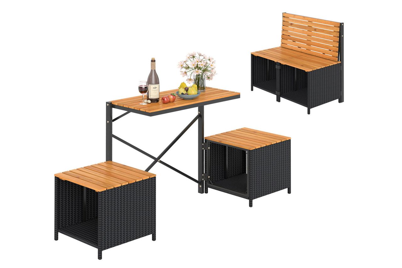 Outdoor Convertible Bench 2-in-1 Transforming Picnic Table & Chairs Set w/ Storage By Ebern Designs Credit: Wayfair