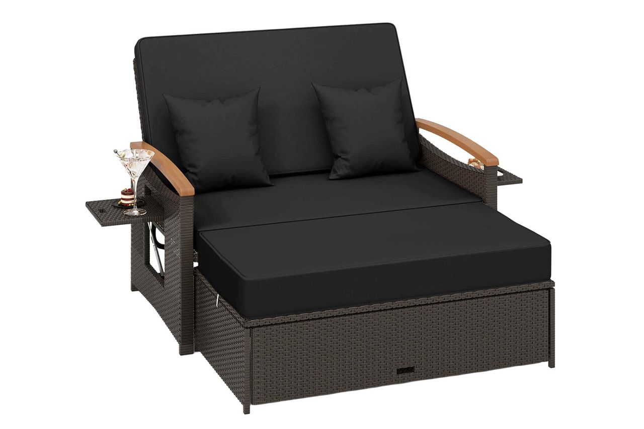 Talleysville 66'' Wide Reversible Wicker Patio Daybed with Cushions By Ebern Designs Credit: Wayfair