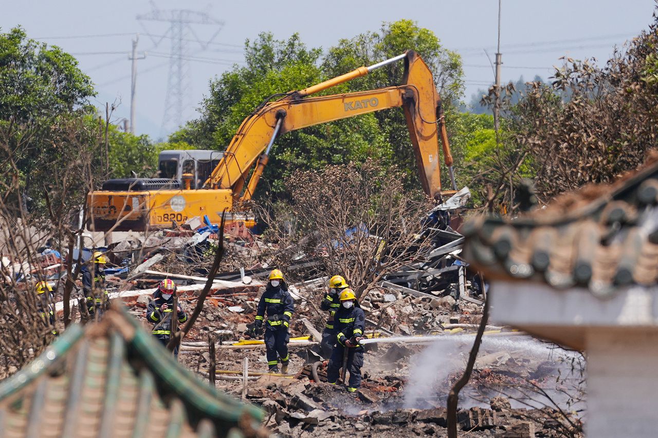 ire rescue forces carry out rescue operations after an explosion at a fireworks plant on May 5, 2026 in Liuyang, Hunan Province of ChinaCredit: Yang Huafeng/China News Service/VCG via Getty
