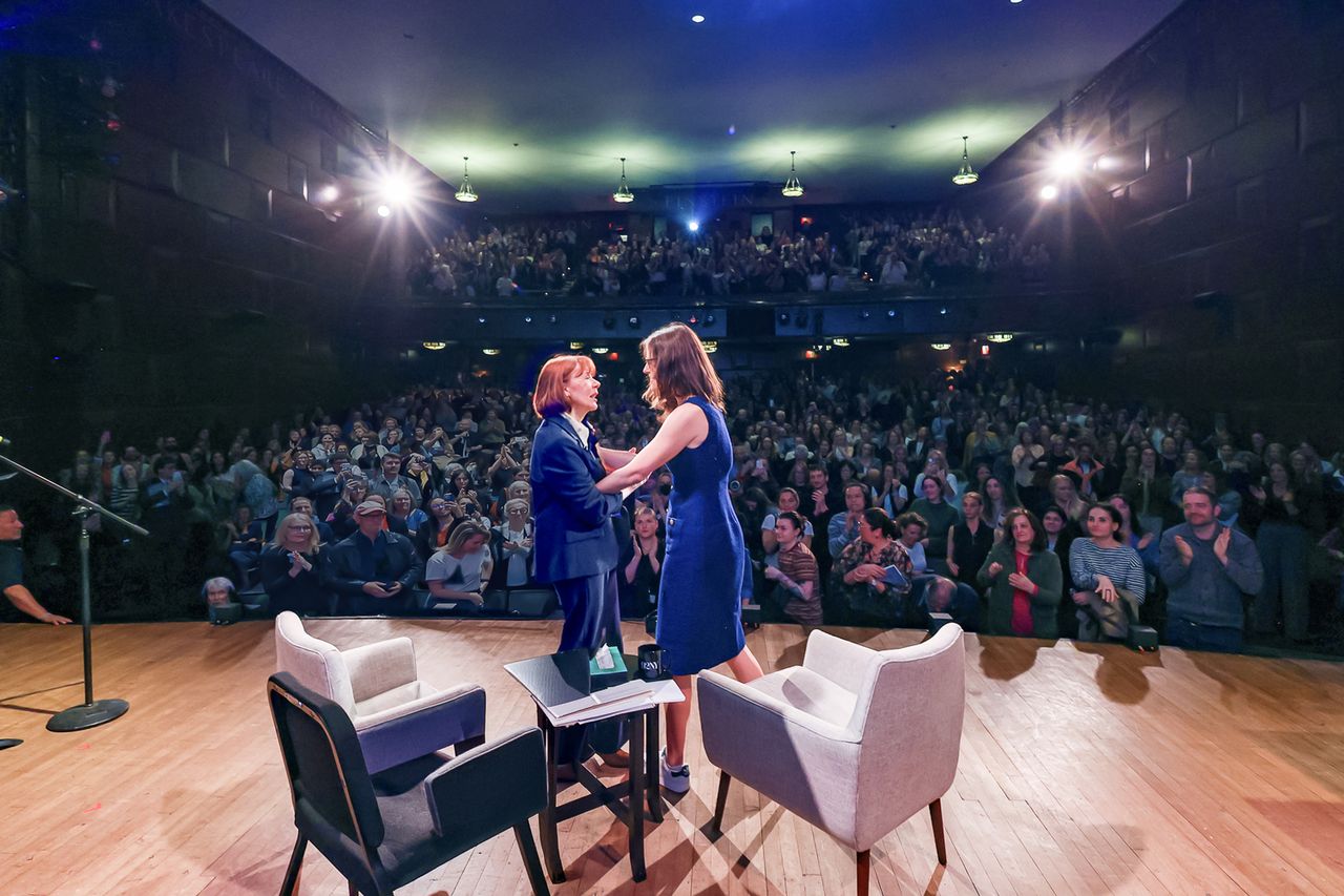Gisèle Pelicot (left) speaks with Megan Twohey at 92NYCredit: Mark Doyle/Michael Priest Photography