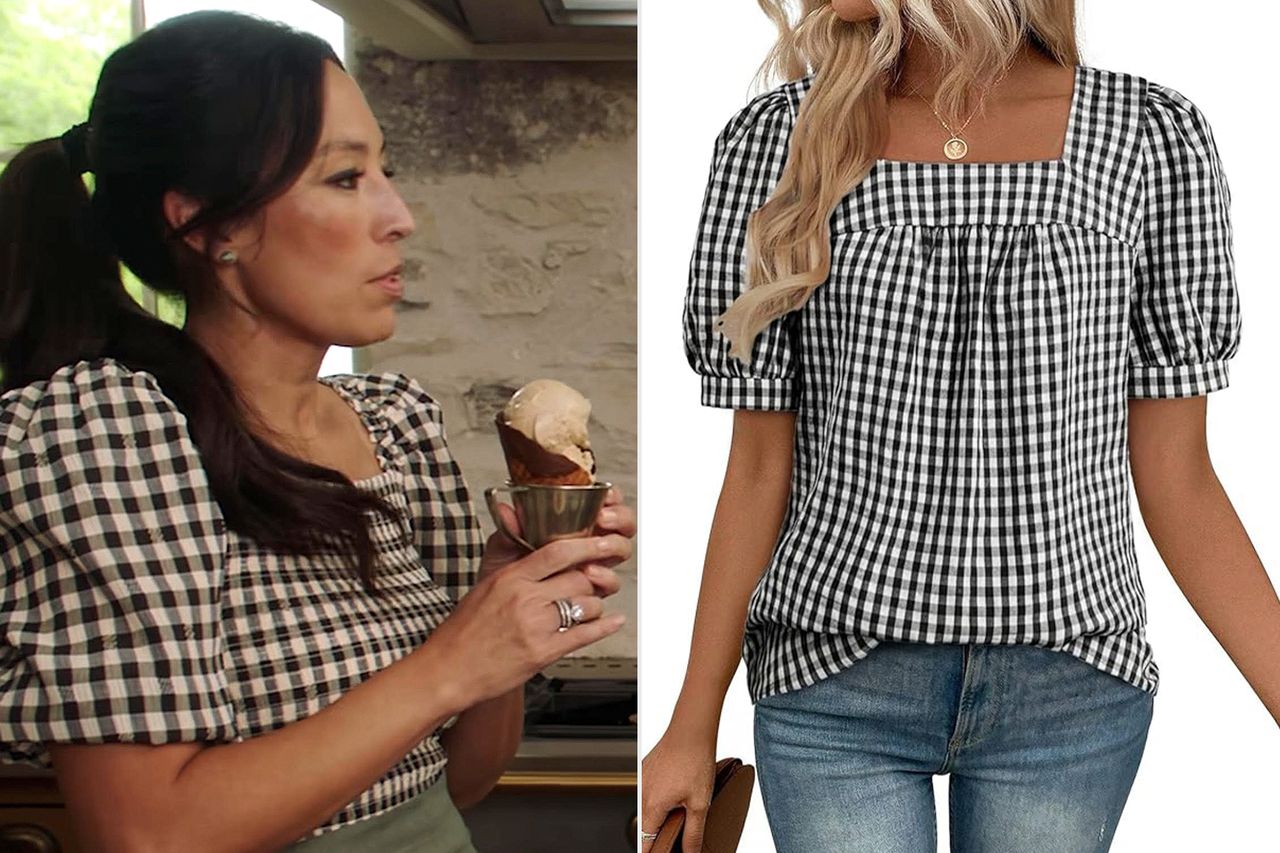 Joanna Gaines Gingham top Credit: Magnolia Network/Instagram; Amazon