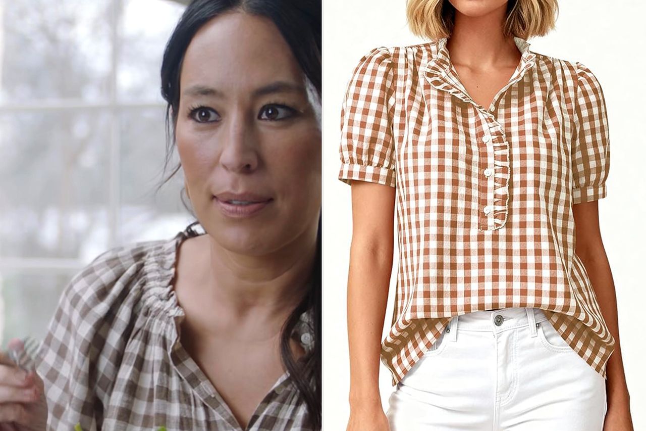 Joanna Gaines Gingham top Credit: Magnolia Network/Instagram; Amazon