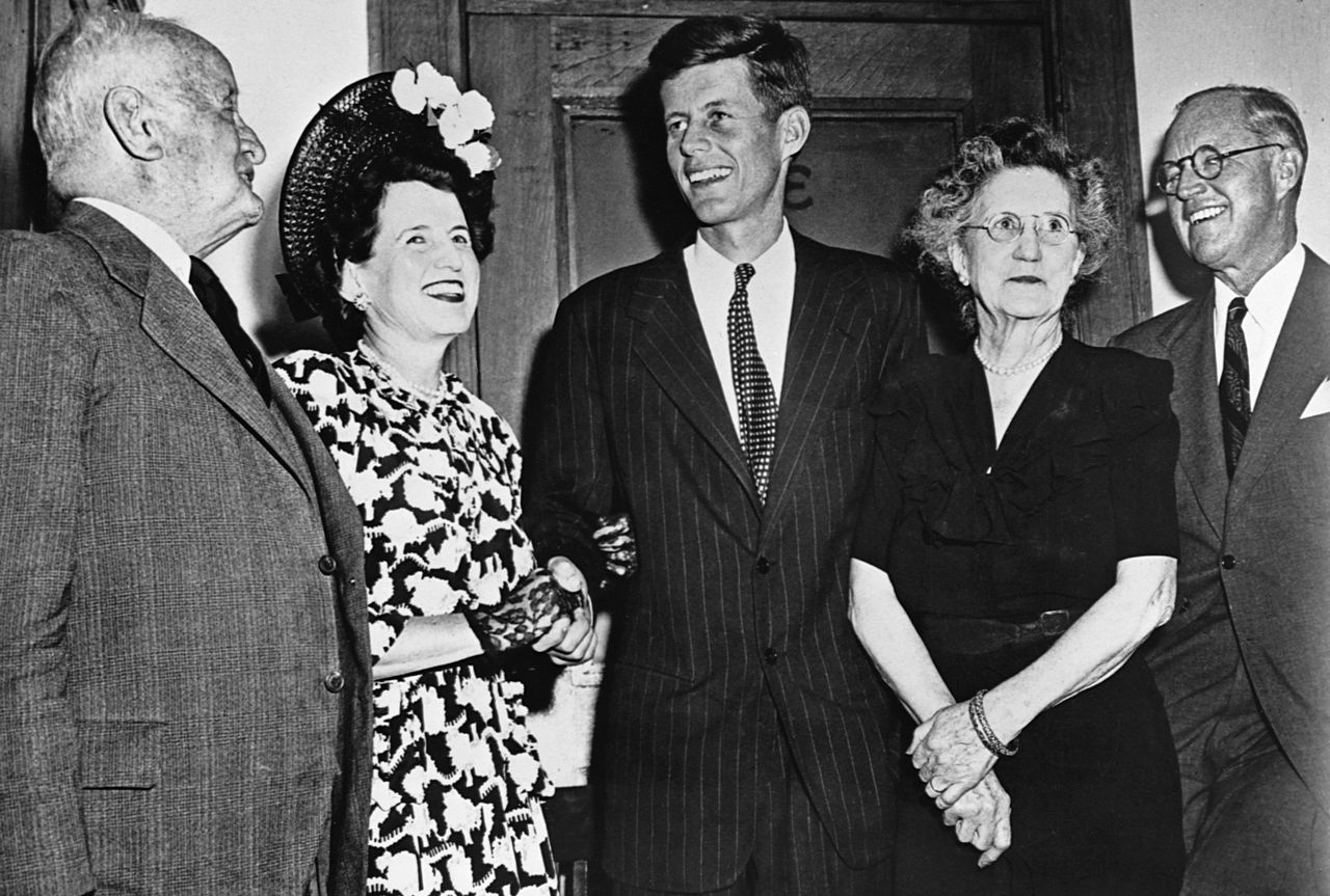 John F. Kennedy with his parents, Joe and Rose Kennedy, and his grandparents on his election to Congress in 1946. John F. Kennedy with his parents, Joe and Rose Kennedy, and his grandparents on his election to Congress in 1946.Credit: Corbis via Getty