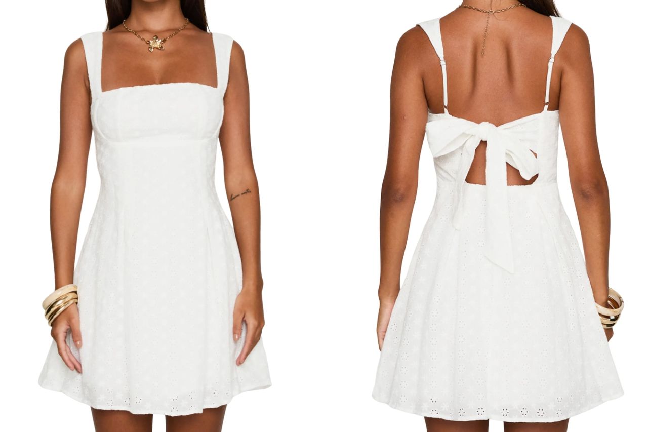 Front and back of model wearing a white mini dress Credit: Nordstrom