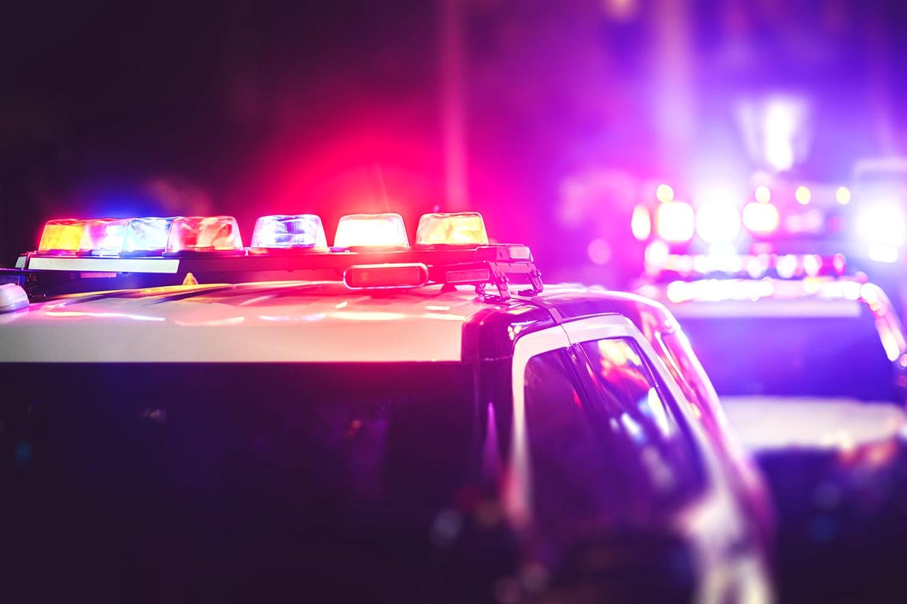 Police DUI Nigh Time Checkpoint. Police Cruiser Lights Closeup Photo. Police car lights (stock image)Credit: Getty