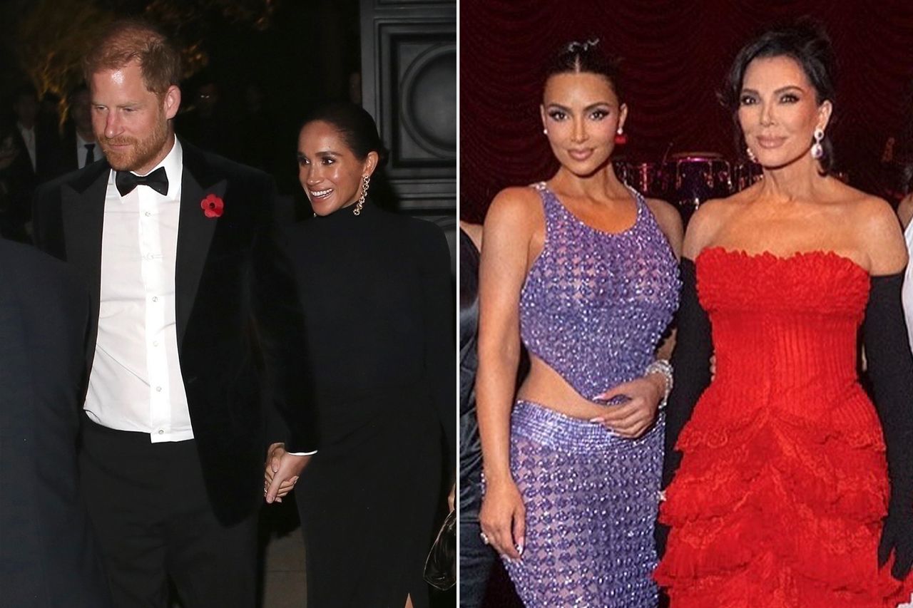 Prince Harry, Meghan Markle; Kim Kardashian, Kris JenneCredit: BACKGRID; Kris Jenner/Instagram