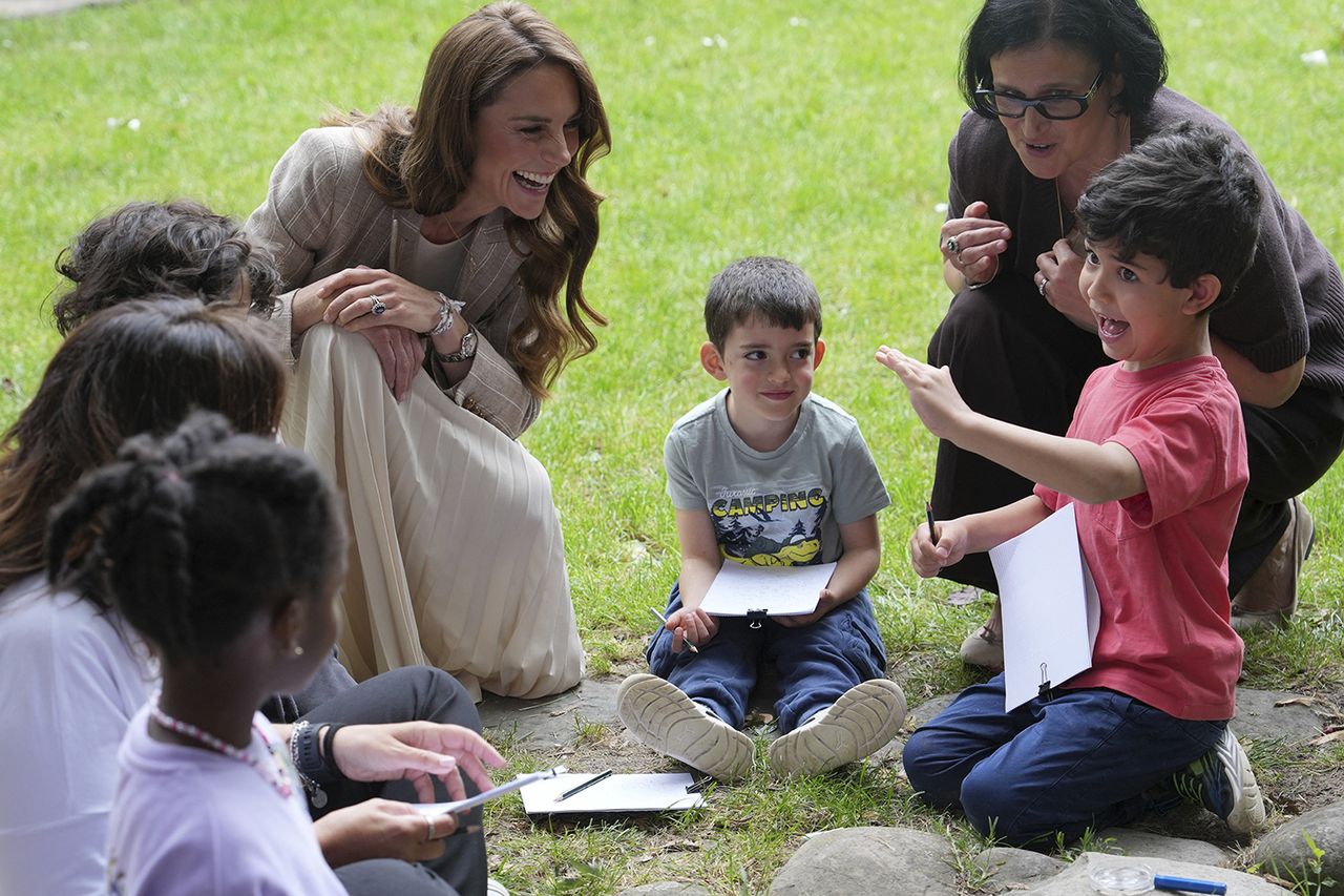 Kate Middleton plays with children at the Salvador Allende preschool in Reggio Emilia, Italy, on May 14, 2026Credit: Antonio Calanni / POOL / AFP via Getty